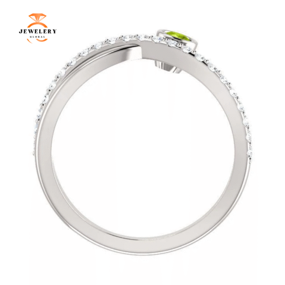 14KT Gold .13 CT Peridot & .20 CTW Diamond Criss-Cross Bezel-Set Ring - Image 11