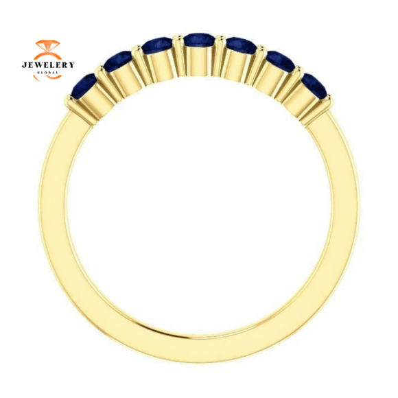 14KT GOLD 0.56 CTW BLUE SAPPHIRE SHARED PRONG 7 STONE RING - Image 13