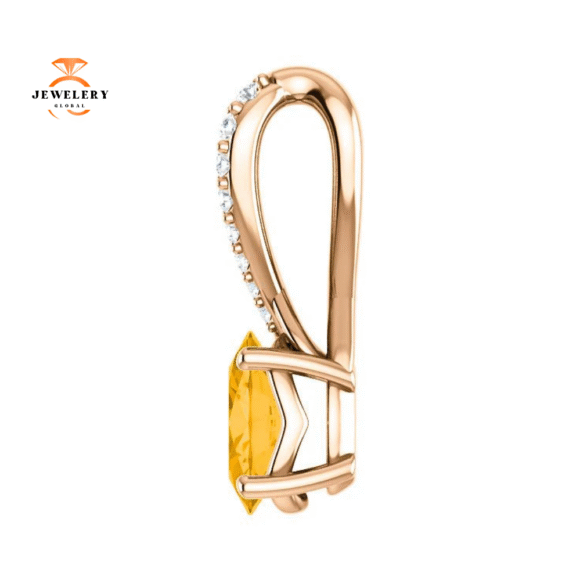 14KT GOLD 0.72 CT CITRINE & 0.04 CTW DIAMOND ACCENT PENDANT - Image 9
