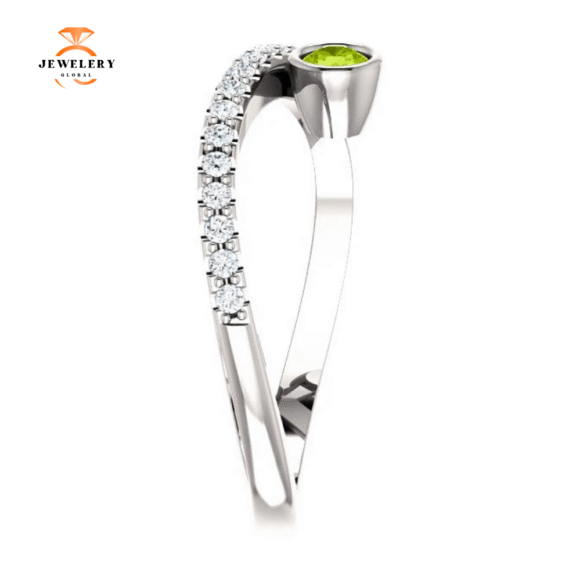 14KT Gold .13 CT Peridot & .20 CTW Diamond Criss-Cross Bezel-Set Ring - Image 12