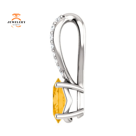 14KT GOLD 0.72 CT CITRINE & 0.04 CTW DIAMOND ACCENT PENDANT - Image 6