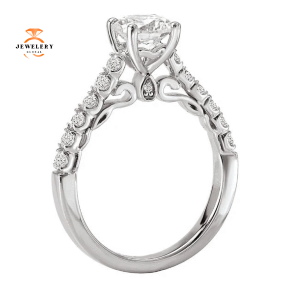 14KT Gold 3/8 CTW Diamond Accent Setting for 1 CT Round - Image 6