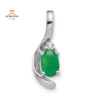 14KT GOLD OVAL EMERALD AND DIAMOND PENDANT