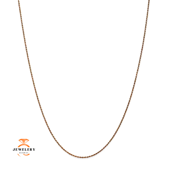 14KT ROSE GOLD 1MM DIAMOND CUT ROPE CHAIN NECKLACE - 4 LENGTHS AVAILABLE