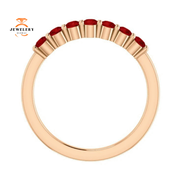 14KT GOLD 0.56 CTW RUBY SHARED PRONG 7 STONE RING - Image 8
