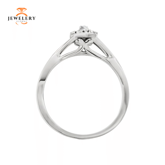 10KT WHITE GOLD DIAMOND MARQUISE SHAPE HALO RING - Image 3