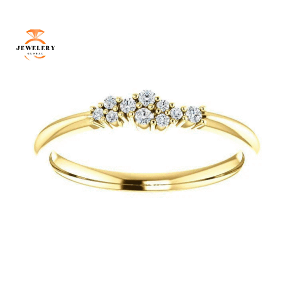 14KT Gold 1/10 CTW DIAMOND STACKABLE CLUSTER RING - Image 9