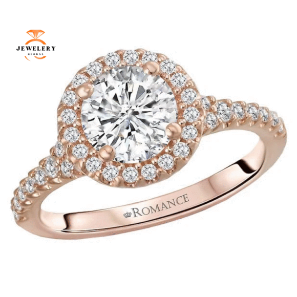 14KT GOLD 1/3 CTW DIAMOND ROUND HALO SETTING FOR 1 CT ROUND - Image 4