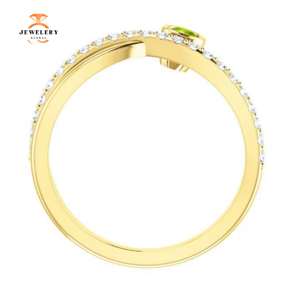 14KT Gold .13 CT Peridot & .20 CTW Diamond Criss-Cross Bezel-Set Ring - Image 7