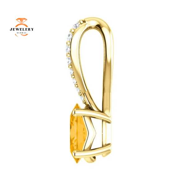 14KT GOLD 0.72 CT CITRINE & 0.04 CTW DIAMOND ACCENT PENDANT - Image 3
