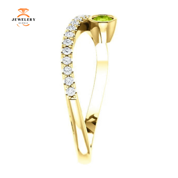 14KT Gold .13 CT Peridot & .20 CTW Diamond Criss-Cross Bezel-Set Ring - Image 8