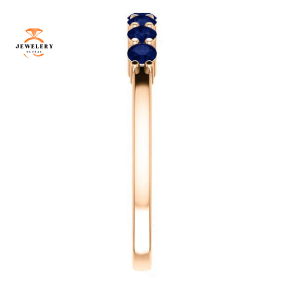 14KT GOLD 0.56 CTW BLUE SAPPHIRE SHARED PRONG 7 STONE RING - Image 10
