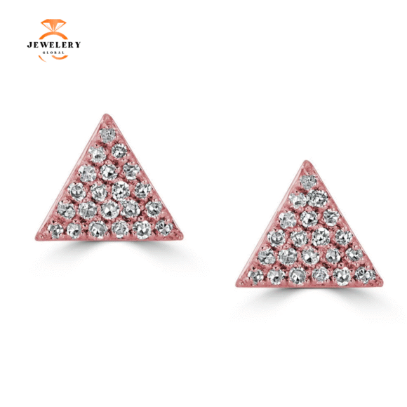 14KT GOLD .14 CTW DIAMOND TRIANGLE STUD EARRINGS