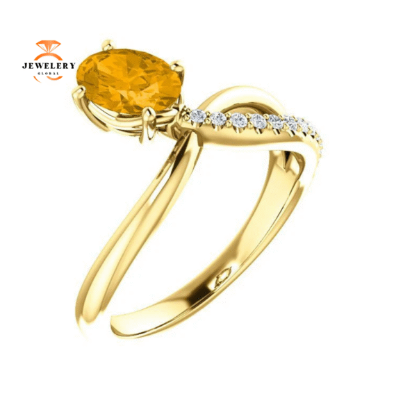 14KT GOLD 0.72 CT CITRINE & 1/10 CTW DIAMOND BYPASS RING - Image 4