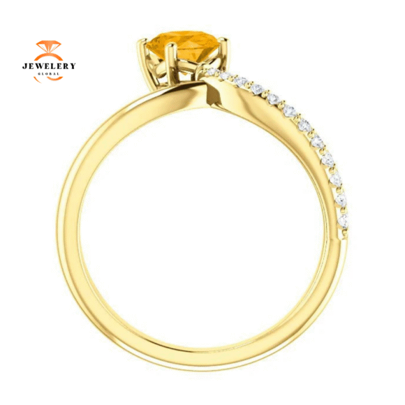14KT GOLD 0.72 CT CITRINE & 1/10 CTW DIAMOND BYPASS RING - Image 5