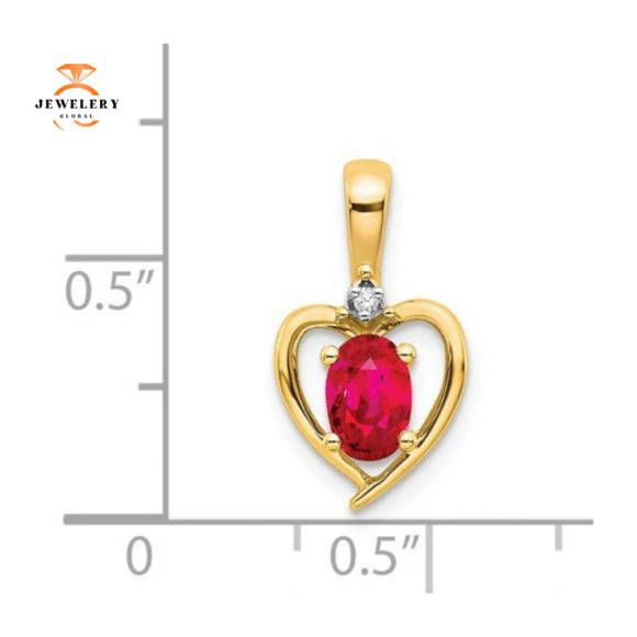 14KT GOLD DIAMOND AND RUBY HEART PENDANT - Image 2