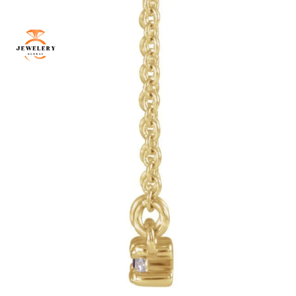 14KT GOLD PETITE PERIDOT & DIAMOND ACCENT BAR NECKLACE - Image 4
