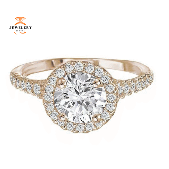 14KT GOLD 1/3 CTW DIAMOND ROUND HALO SETTING FOR 1 CT ROUND - Image 5