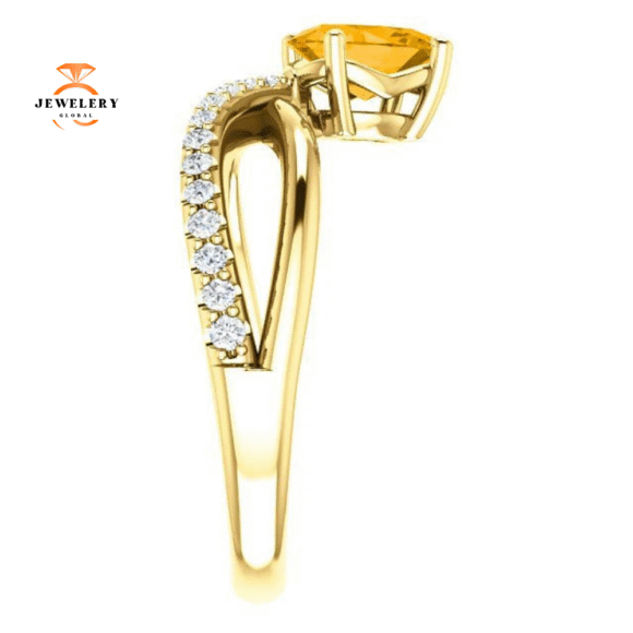 14KT GOLD 0.72 CT CITRINE & 1/10 CTW DIAMOND BYPASS RING - Image 7
