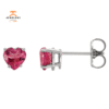 14KT GOLD 1.00 CARAT HEART PINK TOURMALINE STUD EARRINGS