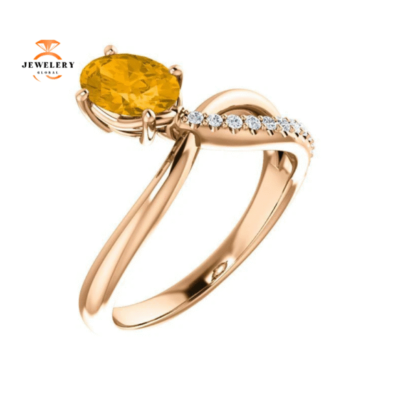 14KT GOLD 0.72 CT CITRINE & 1/10 CTW DIAMOND BYPASS RING - Image 8