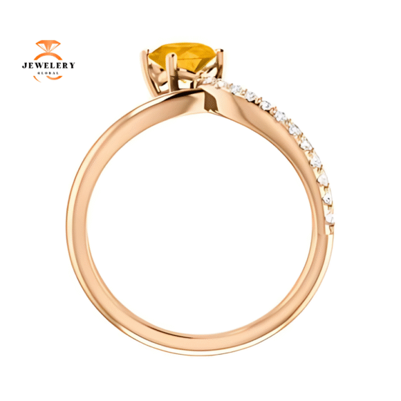 14KT GOLD 0.72 CT CITRINE & 1/10 CTW DIAMOND BYPASS RING - Image 9