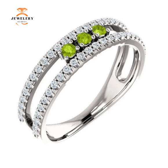 14KT GOLD .15 CTW PERIDOT & .25 CTW DIAMOND ACCENT NEGATIVE SPACE RING - Image 9