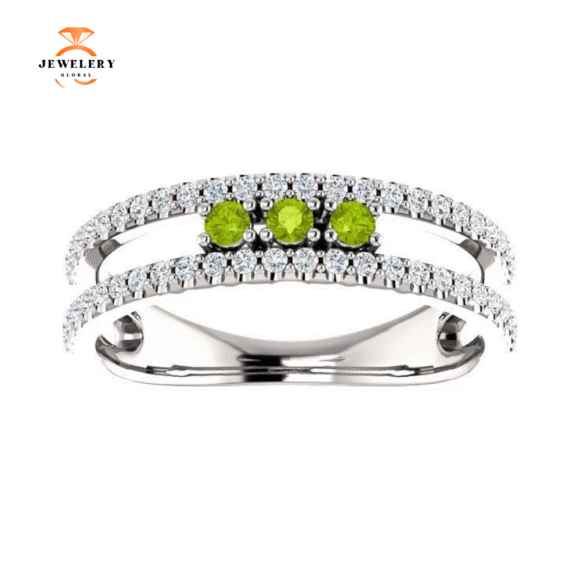 14KT GOLD .15 CTW PERIDOT & .25 CTW DIAMOND ACCENT NEGATIVE SPACE RING - Image 10