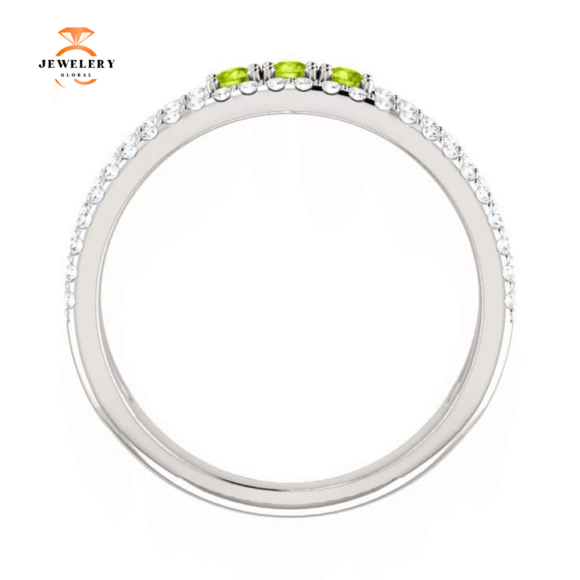 14KT GOLD .15 CTW PERIDOT & .25 CTW DIAMOND ACCENT NEGATIVE SPACE RING - Image 11