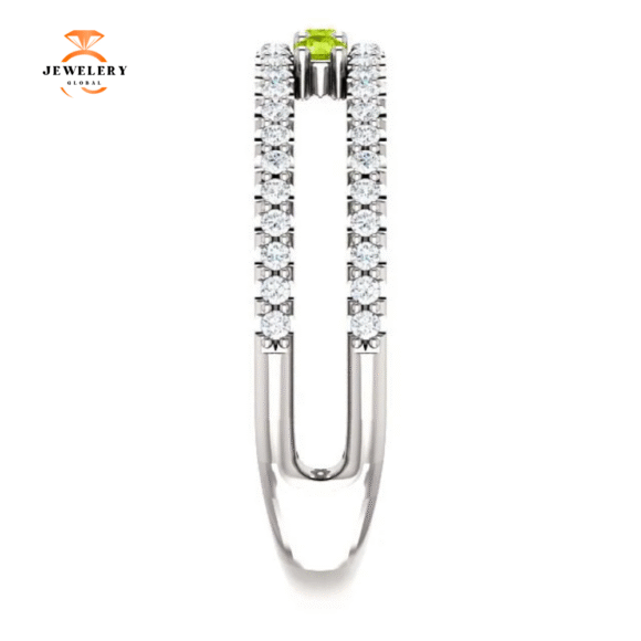 14KT GOLD .15 CTW PERIDOT & .25 CTW DIAMOND ACCENT NEGATIVE SPACE RING - Image 12