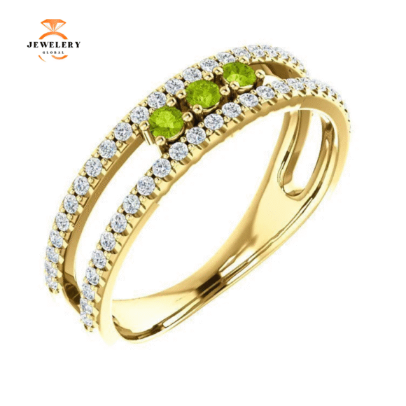 14KT GOLD .15 CTW PERIDOT & .25 CTW DIAMOND ACCENT NEGATIVE SPACE RING - Image 5