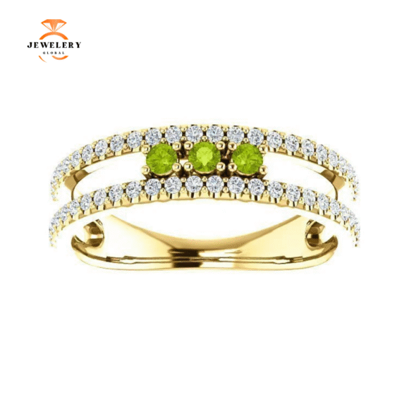 14KT GOLD .15 CTW PERIDOT & .25 CTW DIAMOND ACCENT NEGATIVE SPACE RING - Image 6