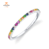 14KT GOLD 0.28 CTW MULTICOLOR SAPPHIRE BAND