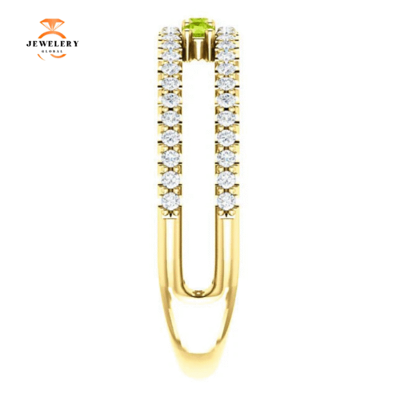 14KT GOLD .15 CTW PERIDOT & .25 CTW DIAMOND ACCENT NEGATIVE SPACE RING - Image 8