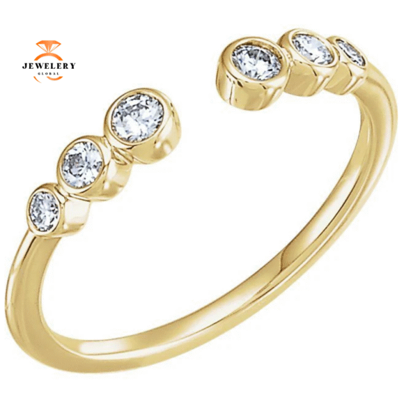 14KT GOLD 1/4 CTW DIAMOND BEZEL-SET CUFF RING - Image 5