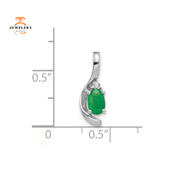 14KT GOLD OVAL EMERALD AND DIAMOND PENDANT - Image 3
