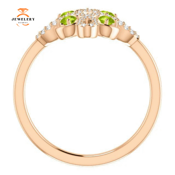 14KT GOLD .36 CTW PERIDOT & .16 CTW DIAMOND ACCENT CLOVER RING - Image 10