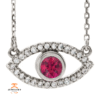14KT GOLD RUBY & WHITE SAPPHIRE EVIL EYE 18" NECKLACE