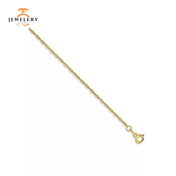 10KT YELLOW GOLD 1.10MM SINGAPORE ANKLET