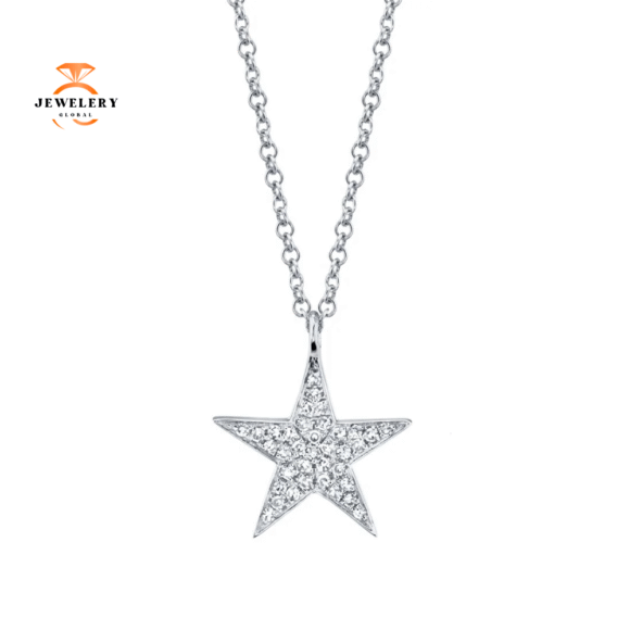 14KT Gold 1/10 CTW Diamond Star Necklace