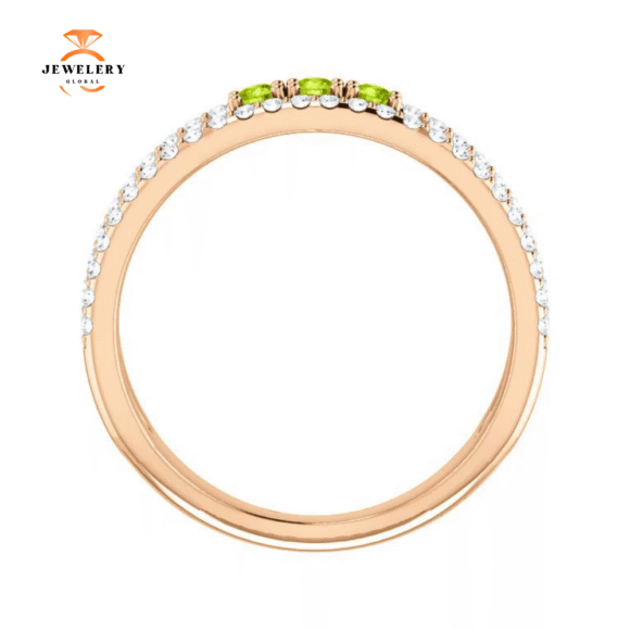14KT GOLD .15 CTW PERIDOT & .25 CTW DIAMOND ACCENT NEGATIVE SPACE RING - Image 3