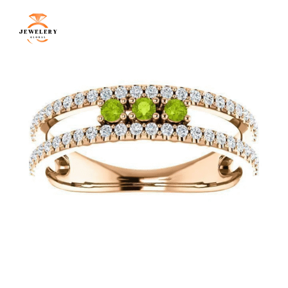 14KT GOLD .15 CTW PERIDOT & .25 CTW DIAMOND ACCENT NEGATIVE SPACE RING - Image 2