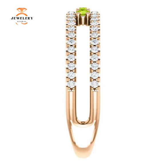 14KT GOLD .15 CTW PERIDOT & .25 CTW DIAMOND ACCENT NEGATIVE SPACE RING - Image 4