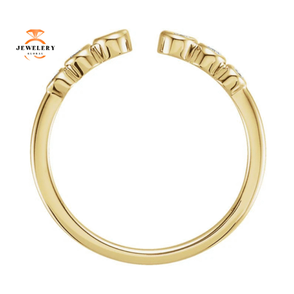 14KT GOLD 1/4 CTW DIAMOND BEZEL-SET CUFF RING - Image 6