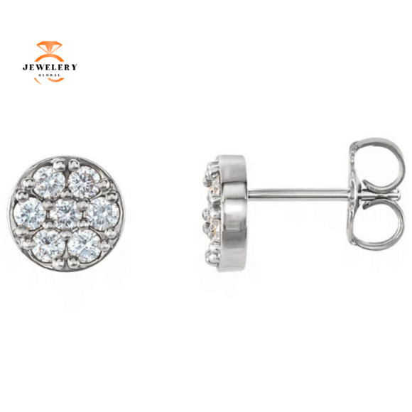 14KT GOLD 3/8 CTW DIAMOND CLUSTER STUD EARRINGS - Image 2