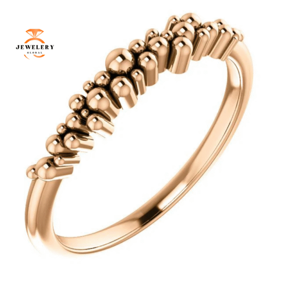 14KT GOLD BEADED STACKABLE RING