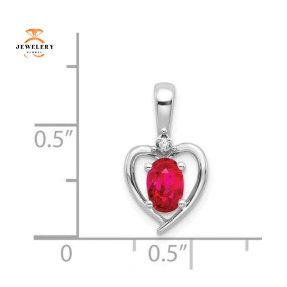 14KT GOLD DIAMOND AND RUBY HEART PENDANT - Image 4