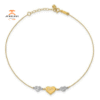 14KT TWO-TONE GOLD PUFFED HEARTS "MOM" ANKLET