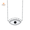 14KT White Gold .94 CT Onyx & Mother of Pearl & .29 CTW Diamond Eye Necklace