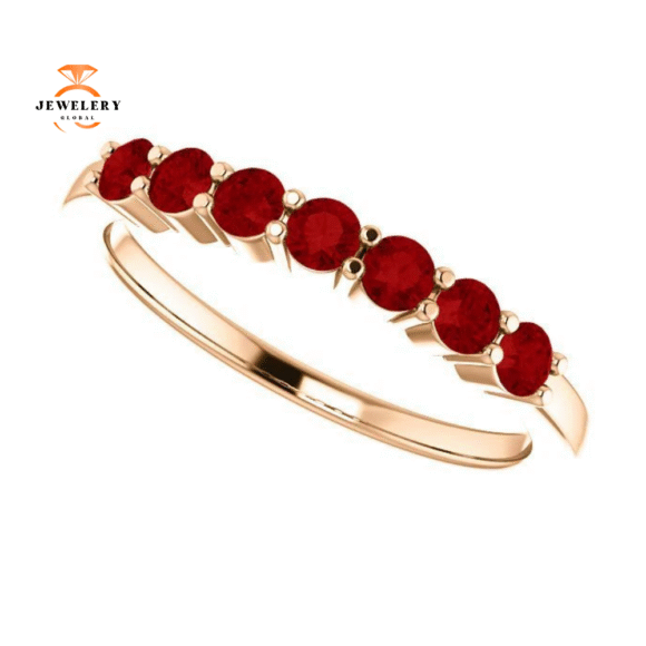 14KT GOLD 0.56 CTW RUBY SHARED PRONG 7 STONE RING - Image 11